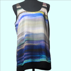 DKNY White and Gray Sleeveless Tank Top